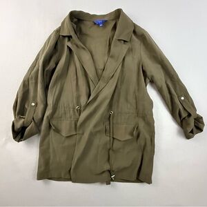 Apt. 9 Jacket‎ Women's Large Khaki Green Pockets Adjustable Waist & Sleeves